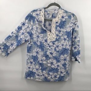 CD Petites Blue Floral Top PS small